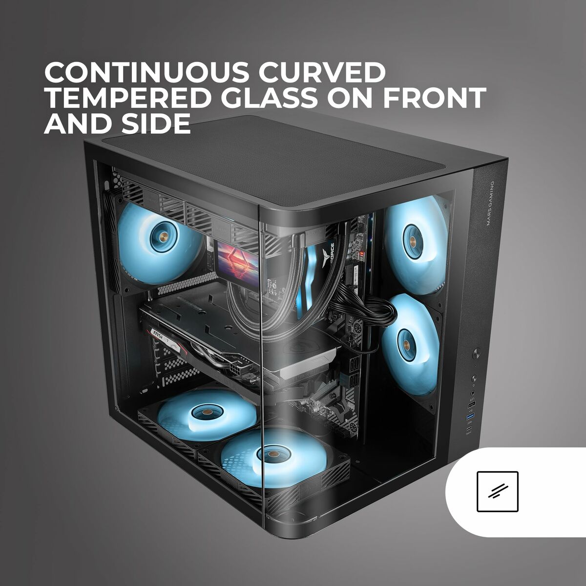 ATX Semi-tower Box Mars Gaming MCCURV Black
