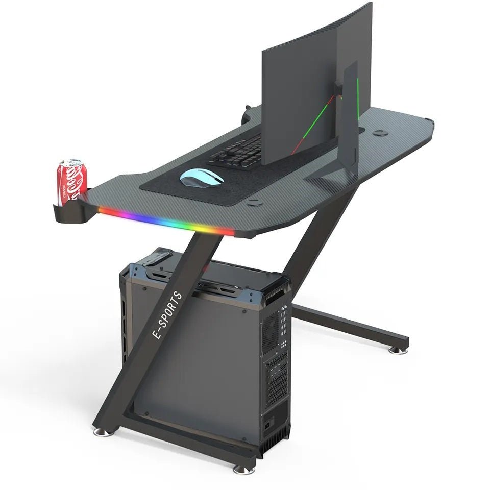 NNEDSZ 120cm New Arrive Computer Table Z Shaped Gaming Desk With RGB Led Lights Gaming Tables