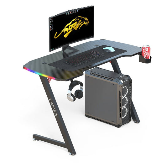 NNEDSZ 120cm New Arrive Computer Table Z Shaped Gaming Desk With RGB Led Lights Gaming Tables